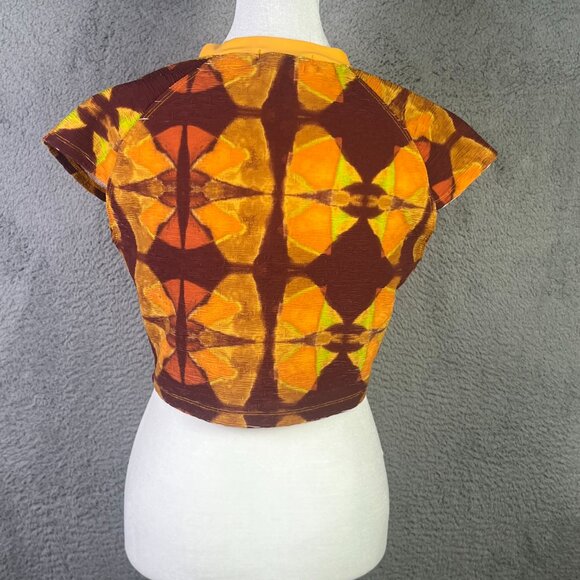 Free People Beach Top Womens XL Orange Brown Fall Autumn Cropped Preppy - Picture 2 of 6